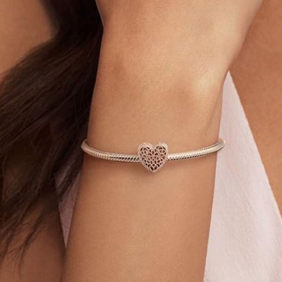 NWT NIB pandora Rose Filigree & Beaded Heart Charm rose gold 781811 - Picture 7 of 7